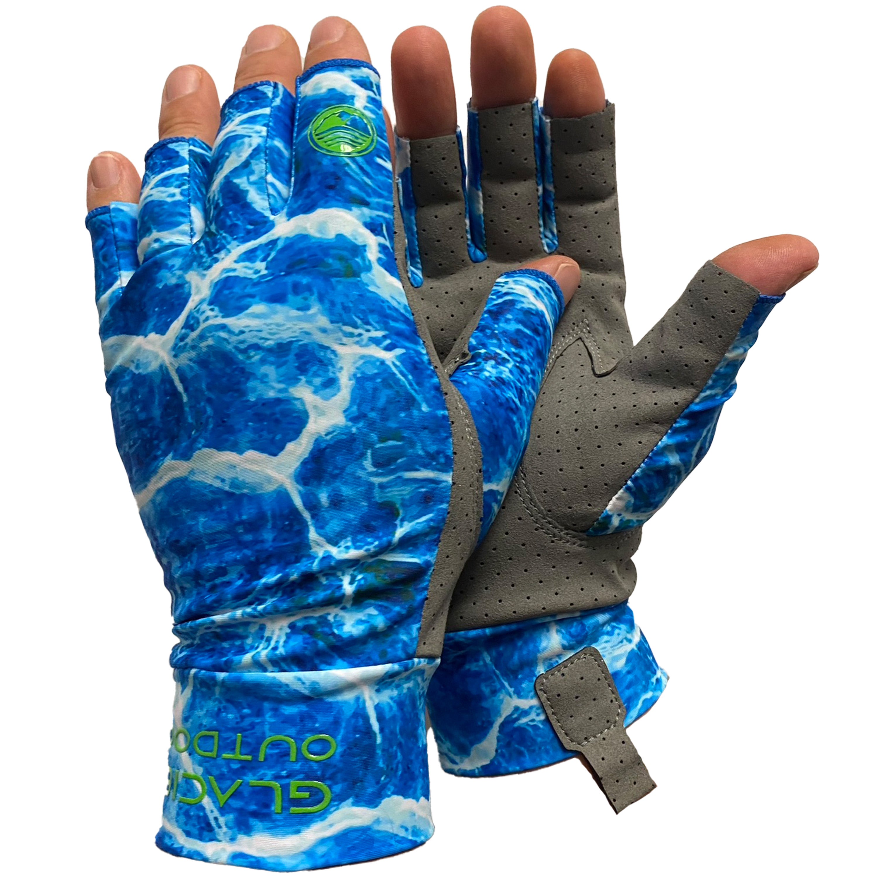 Glacier Glove Ascension Bay Fingerless Sun Gloves - Medium - Blue Camo, Adult Unisex, Size: One Size