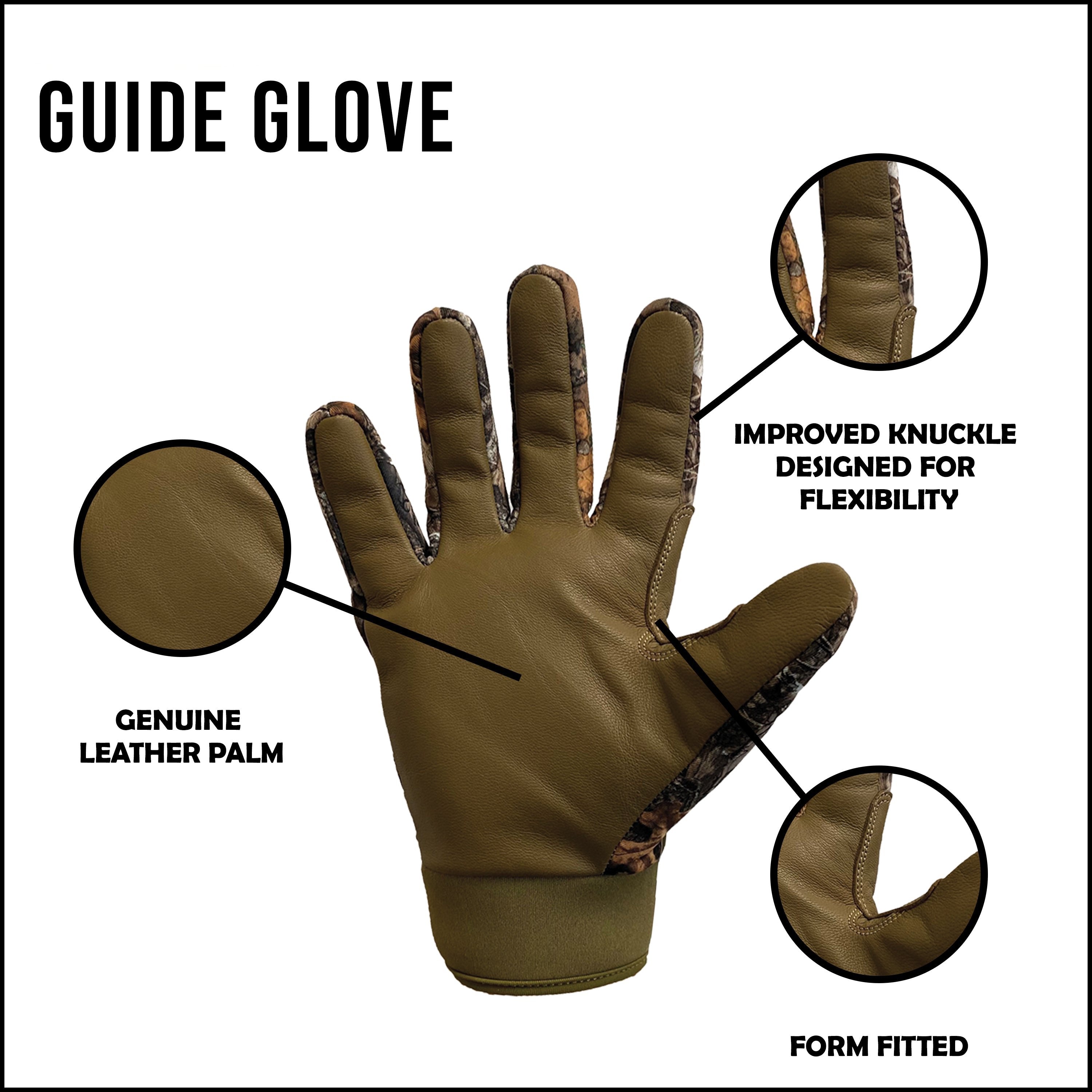 Featuring the Realtree EDGE HD pattern, the Guide Glove is designed with a focus on protection and performance. Its durability and functionality combined with dexterity and comfort makes this glove the perfect choice for rugged outdoor environments.