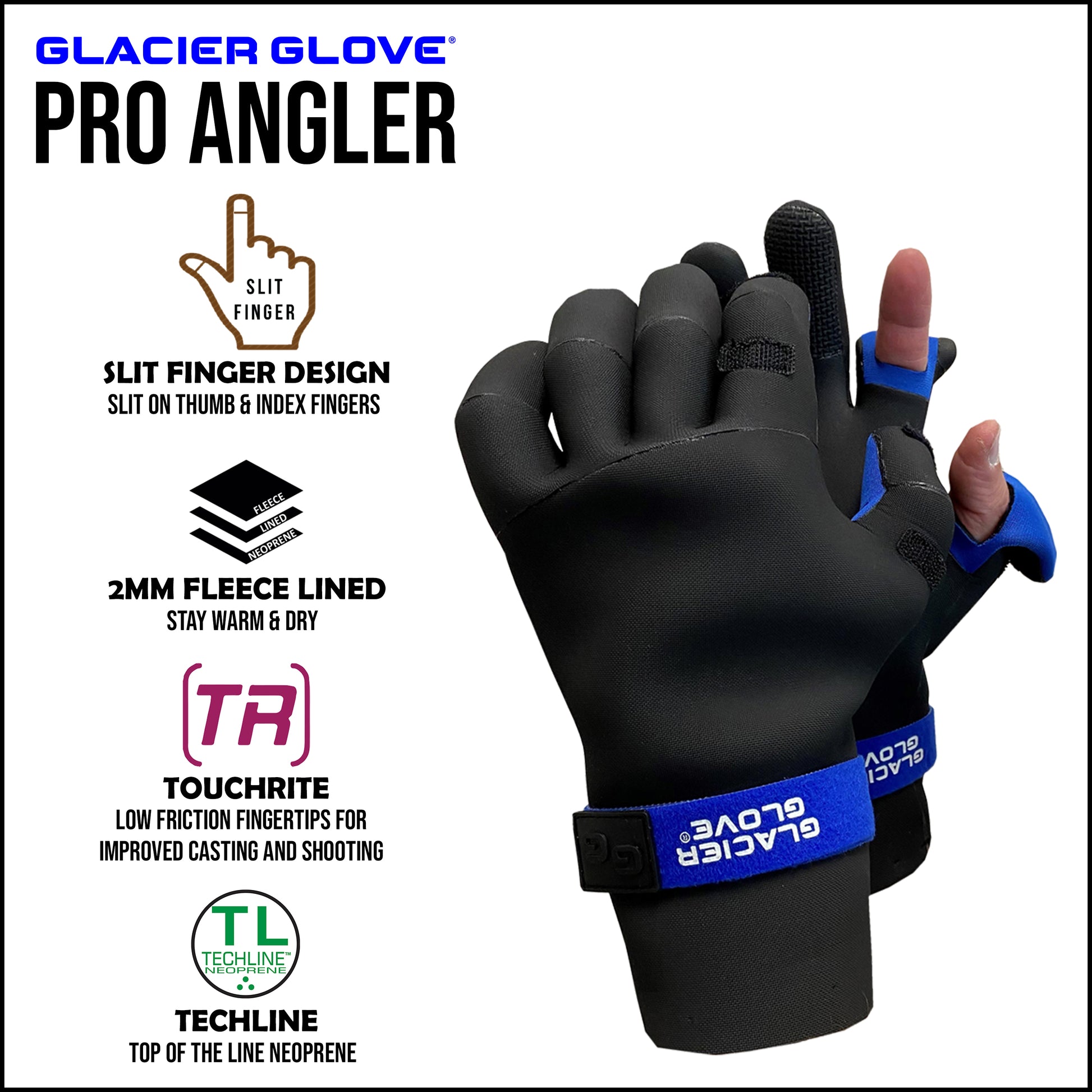Glacier Outdoor Premium Waterproof Glove (Black/Blue, X-Small