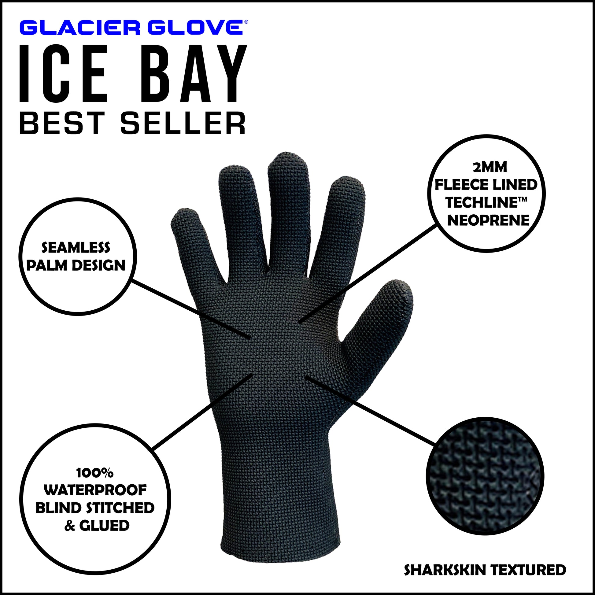 Glacier Glove Ice Bay Full Finger Glove, Black