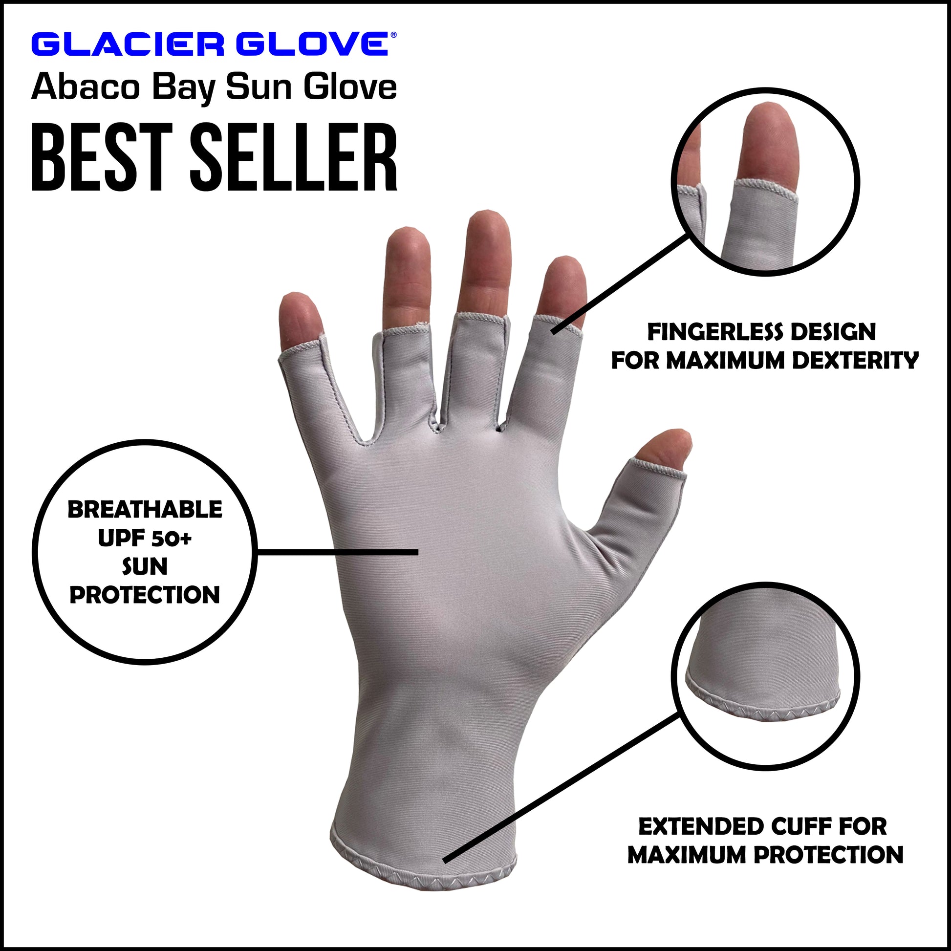 Abaco Bay Sun Glove - Light Gray – Glacier Outdoor Products