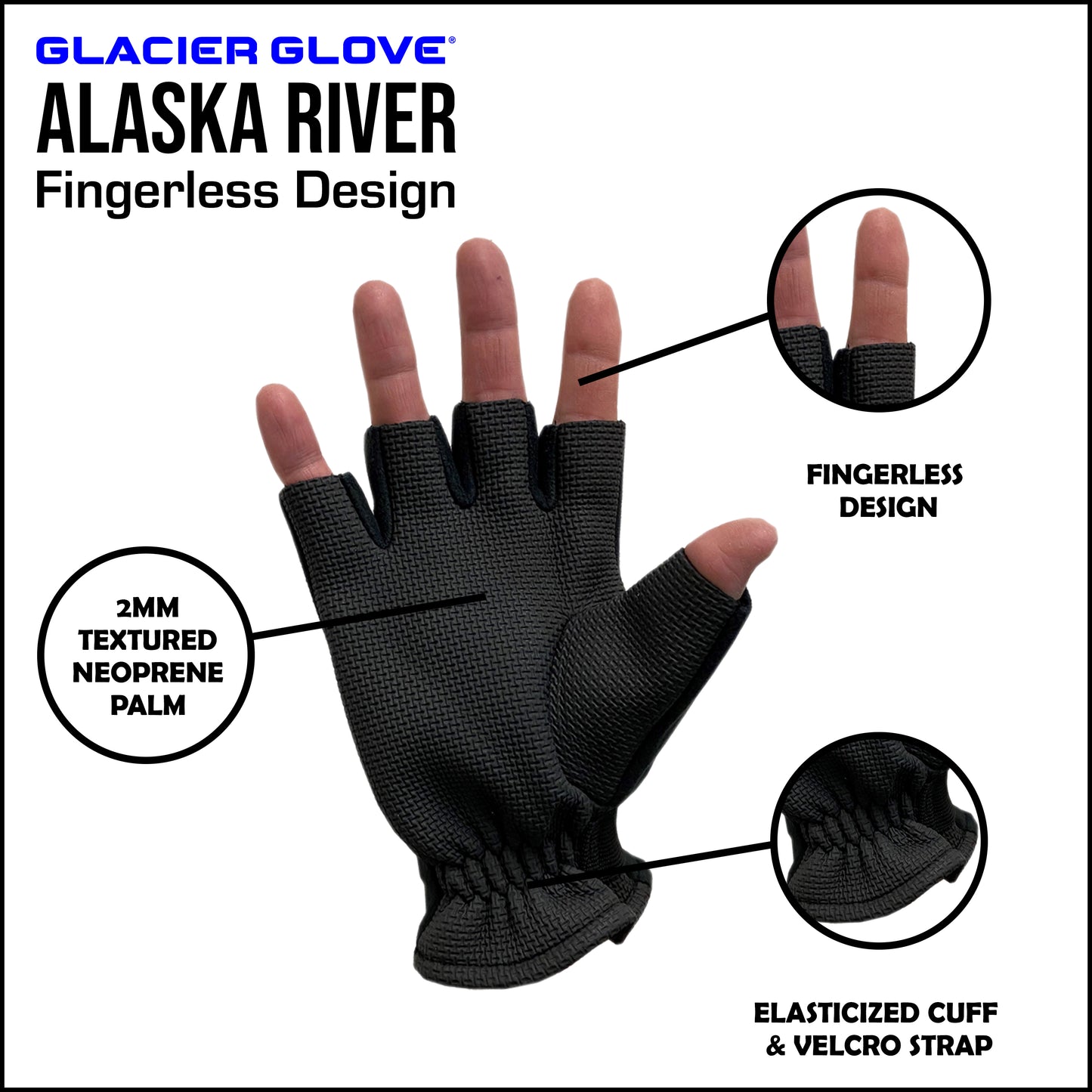 Glacier Glove Cold River Fingerless Gloves (Small)