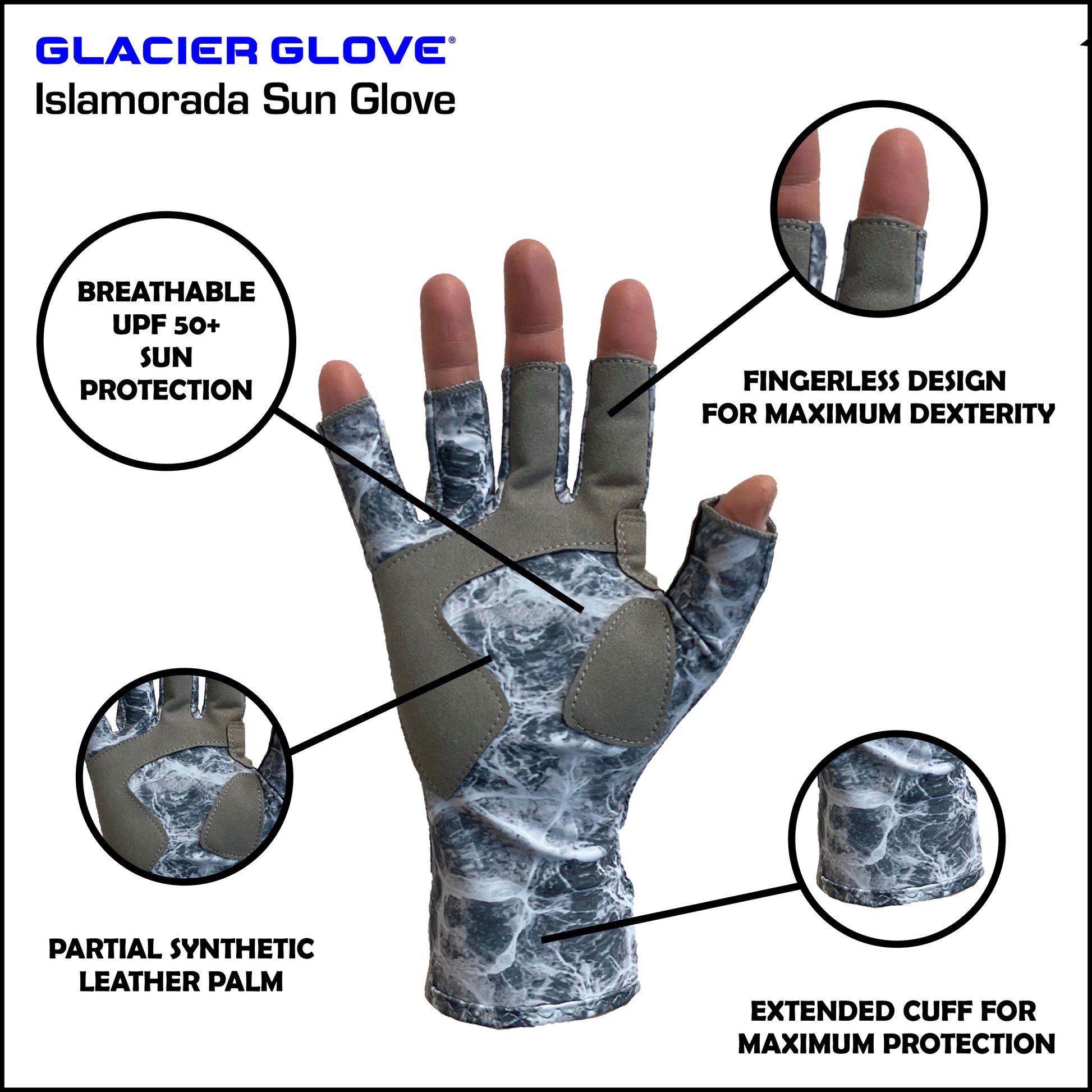 Fishing Gloves UPF50+ Sun Gloves Fingerless Fishing Glove Lightweight  Breathable 